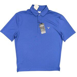 NWT Callaway Opti Dri Golf Shirt Short Sleeve Polo Stretch Blue Medium